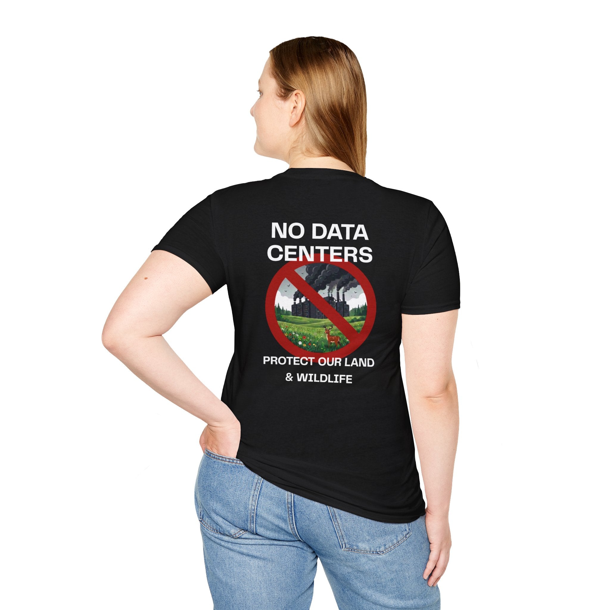 Unisex Black No Data Centers T‑Shirt — Anti‑Data Center Climate Protest Tee
